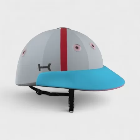 Casco de Polo para Mujer – Azul Cielo con Detalles Rosas Casco de Polo para Mujer – Azul Cielo con Detalles Rosas